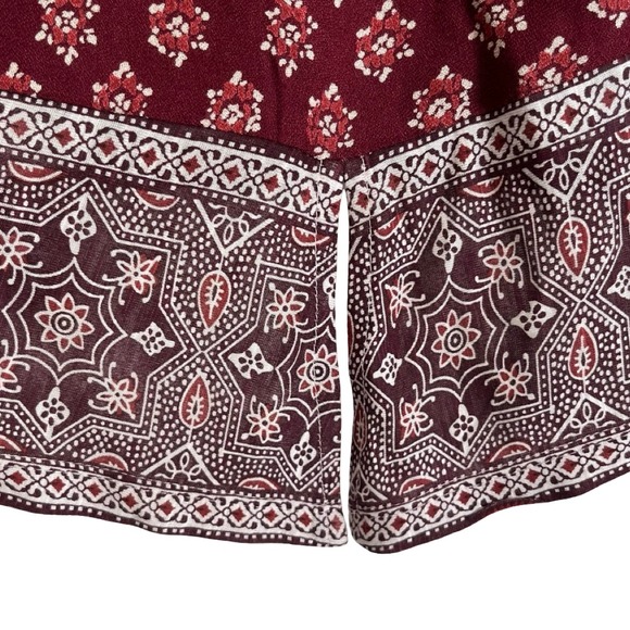 NWT Lucky Brand Burgundy Floral Boho Print 3/4 Sleeve High Low Hem Top Size S - Picture 8 of 8